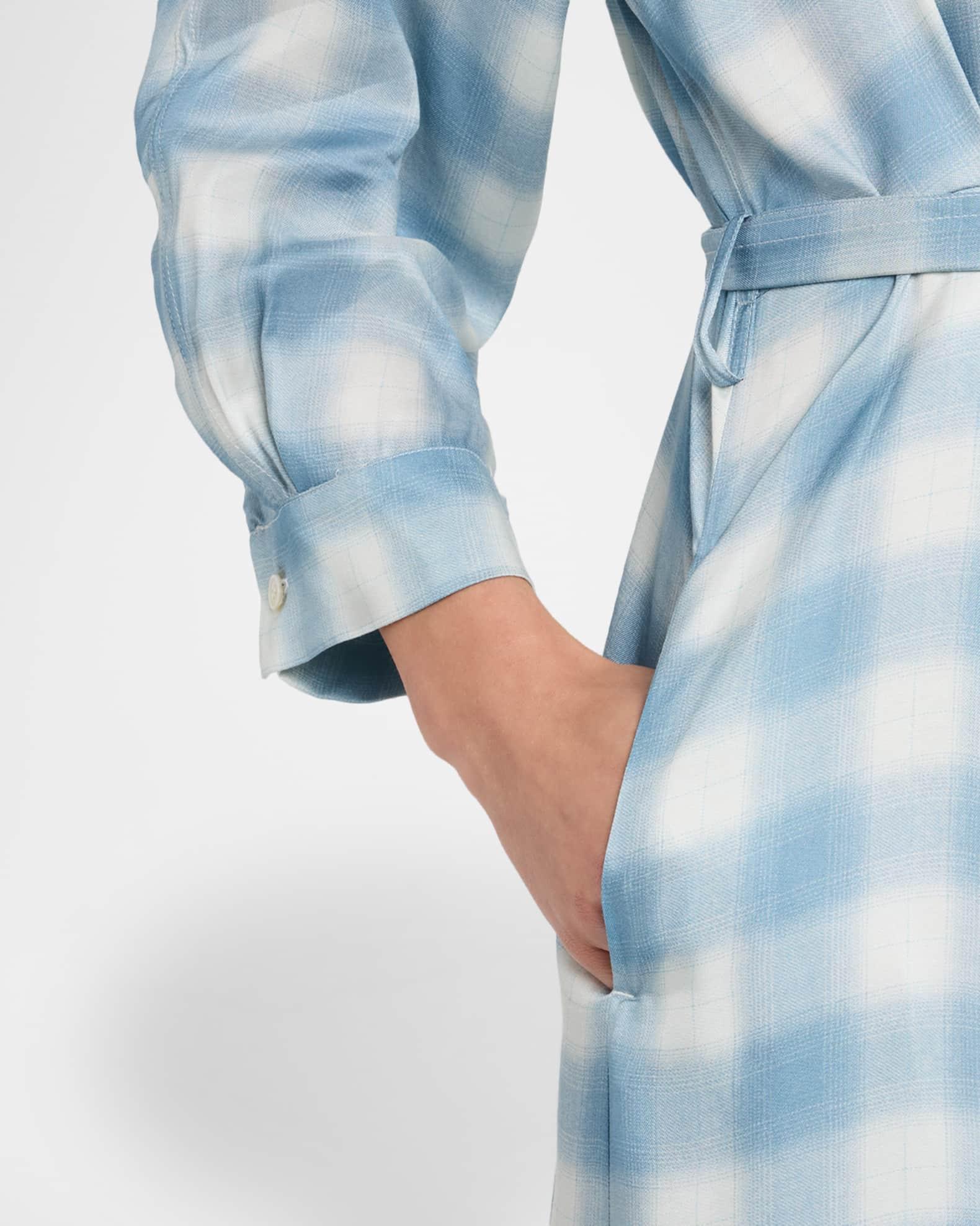 Masque Gingham-Print Viscose Twill Midi Shirtdress Product Image