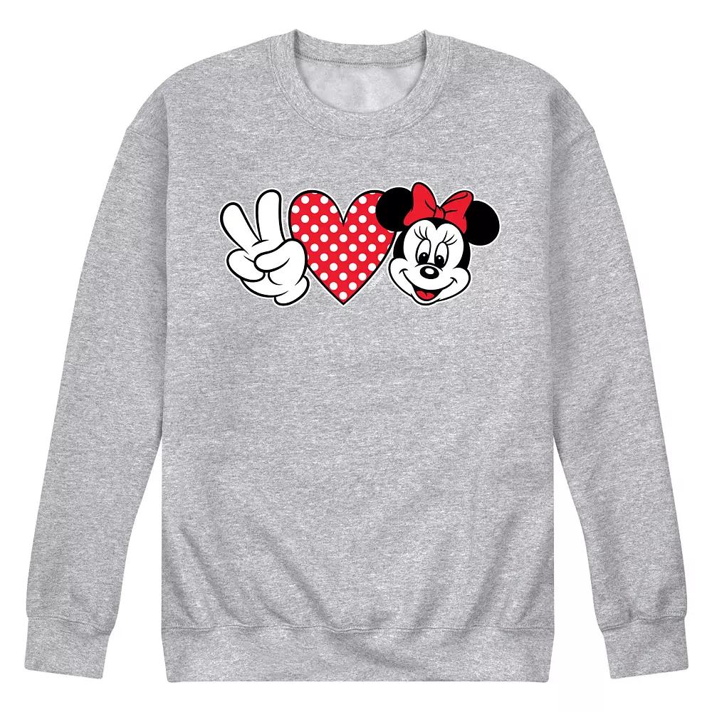 Disney's Minnie Mouse Men's Peace Love Minnie Fleece Sweatshirt,  Product Image