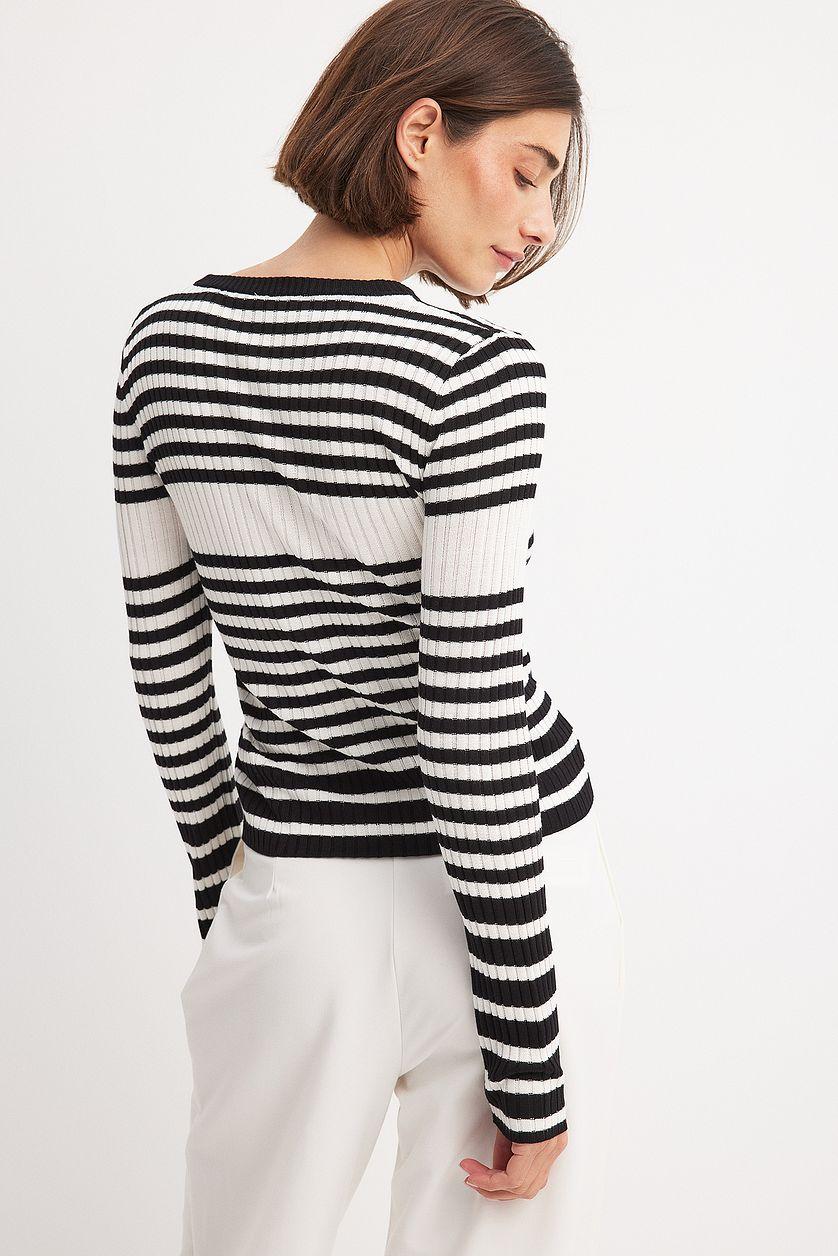 Fine Knitted Striped Sweater Product Image