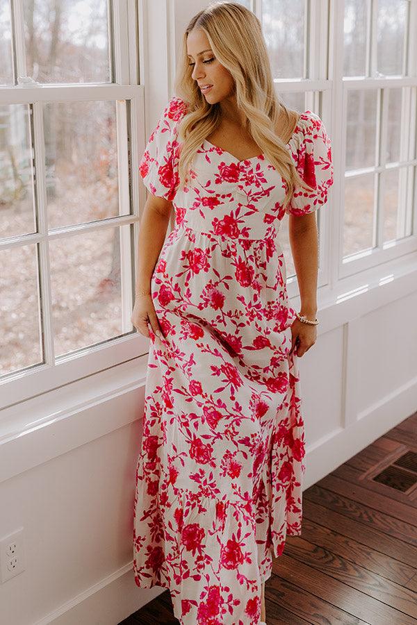 Sweet Surprise Floral Maxi Dress in Hot Pink Product Image