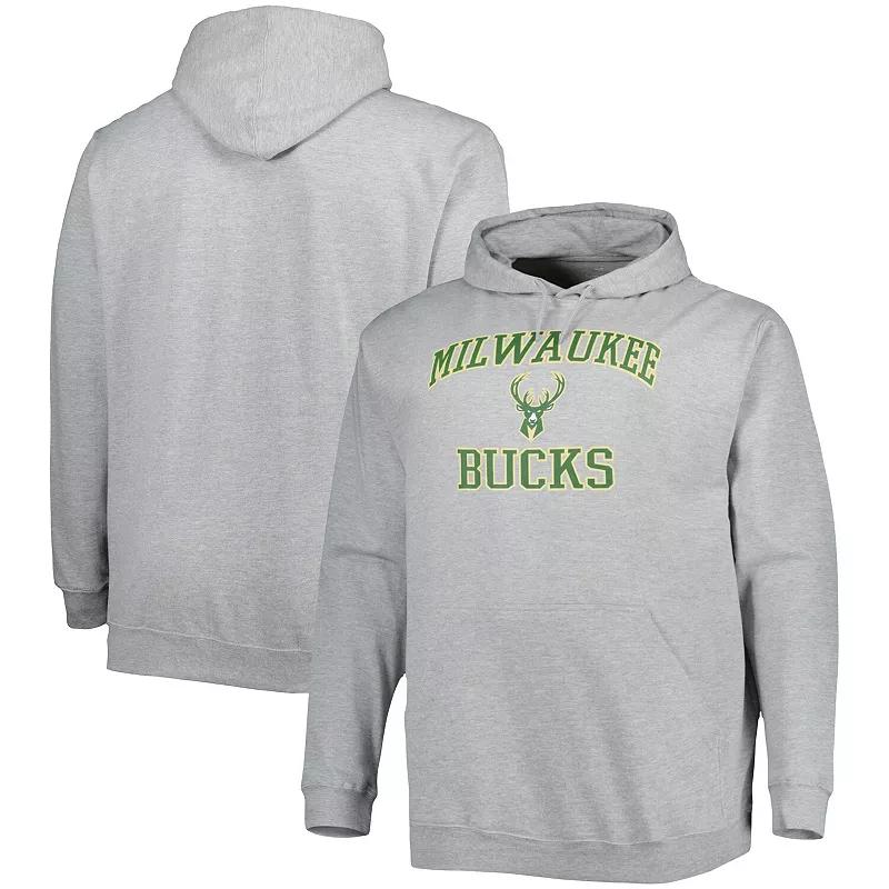 Men's Heathered Gray Milwaukee Bucks Big & Tall Heart & Soul Pullover Hoodie,  Product Image