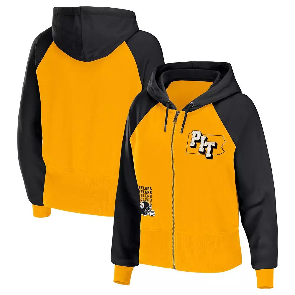 Women's WEAR by Erin Andrews Gold Pittsburgh Steelers Colorblock Full-Zip Hoodie,  Product Image