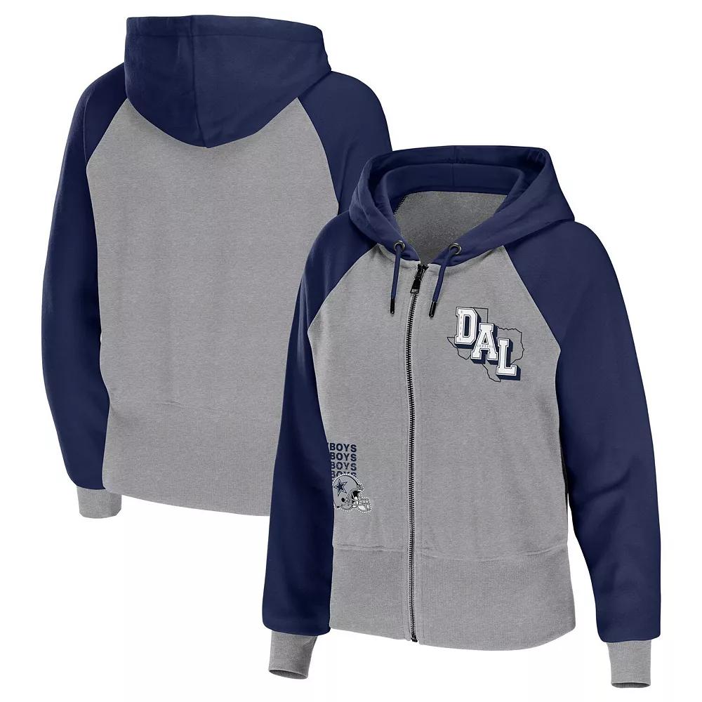 Women's WEAR by Erin Andrews Gray Penn State Nittany Lions Raglan Full-Zip Hoodie, Size: 2XL, Grey Product Image