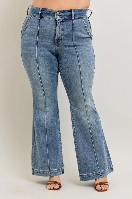 88204   Jasper Hi-Rise Flare Judy Blue Jeans with Front Seam Detail Product Image