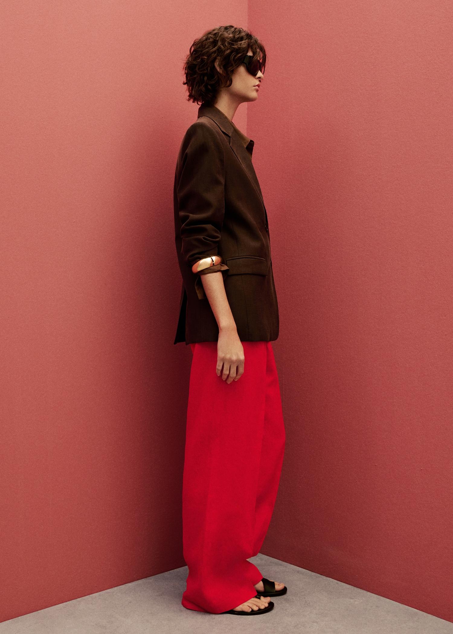 Straight-fit linen suit pants - Women | MANGO USA Product Image