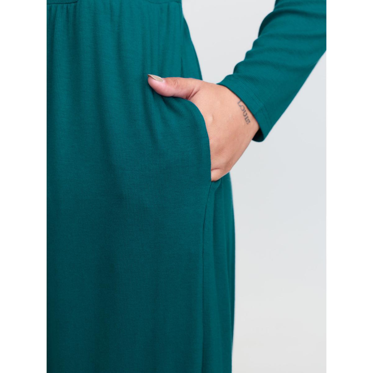 Plus Size Aegean Supersoft Square Neck Smocked Waist Jumpsuit Women Leisure Extra Long Sleeve U-neck Casual Loose Jumpsuits BloomChic 14-16/1X Product Image