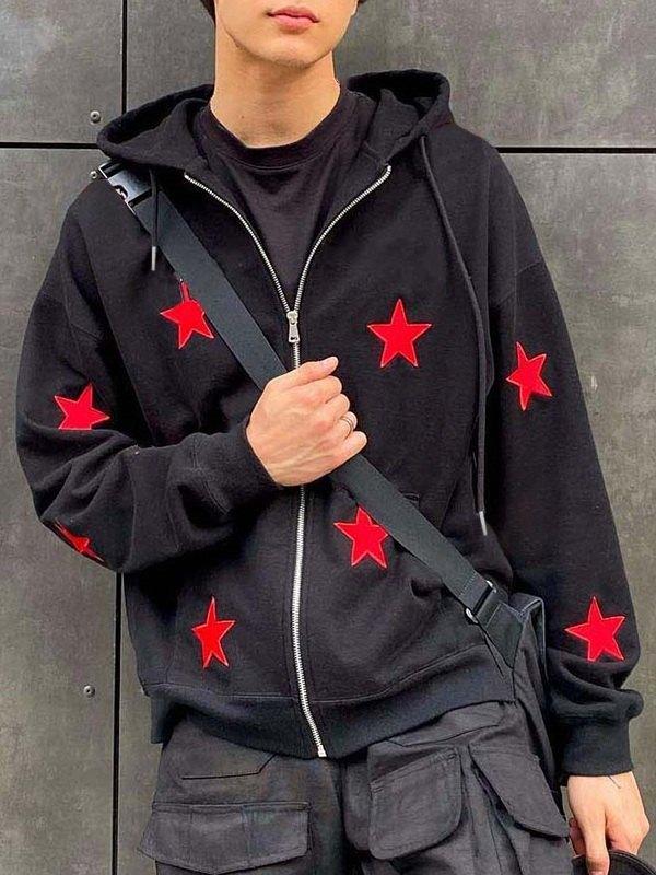 Men's Patch Star Zip Up Hoodie Product Image
