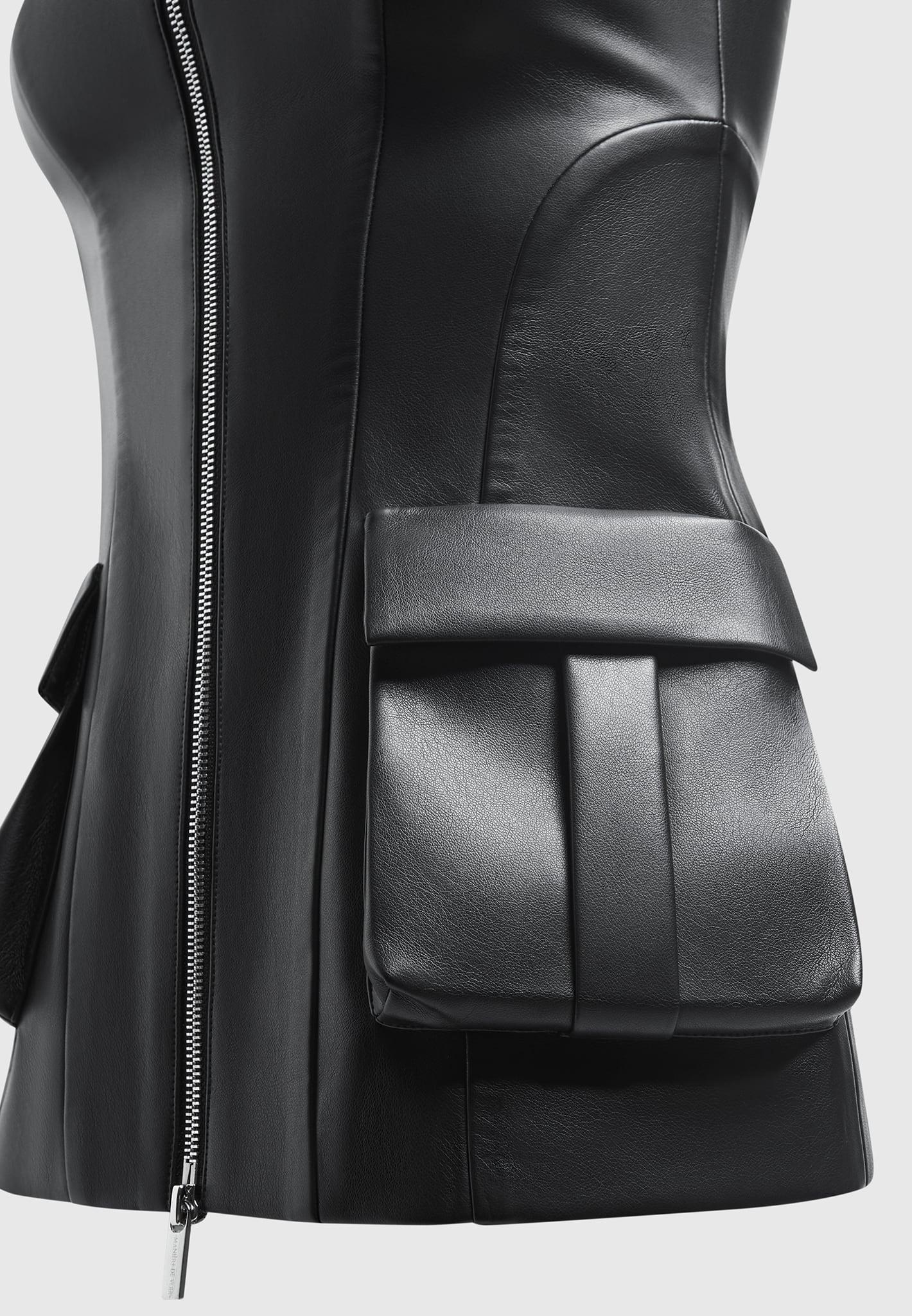 Leather Longline Bandeau Top - Black Female Product Image