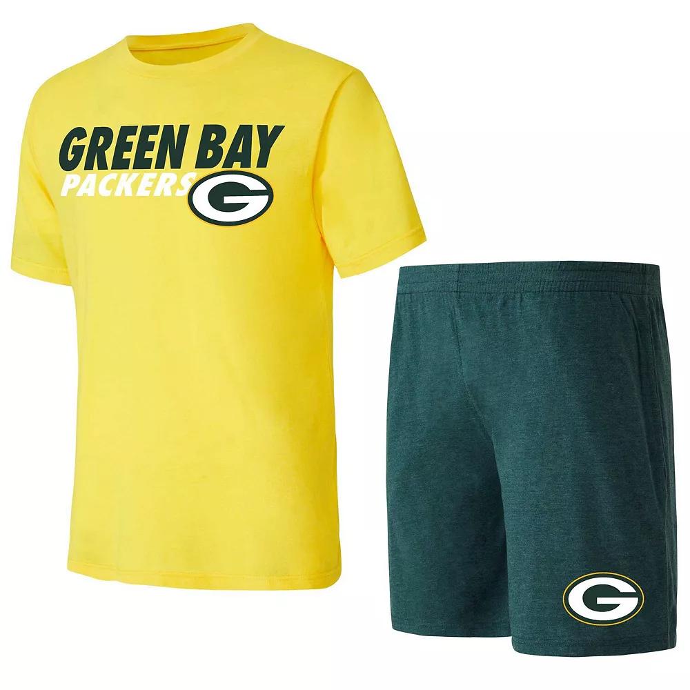 Men's Concepts Sport Green/Gold Green Bay Packers Meter T-Shirt & Shorts Sleep Set, Size: 2XL Product Image