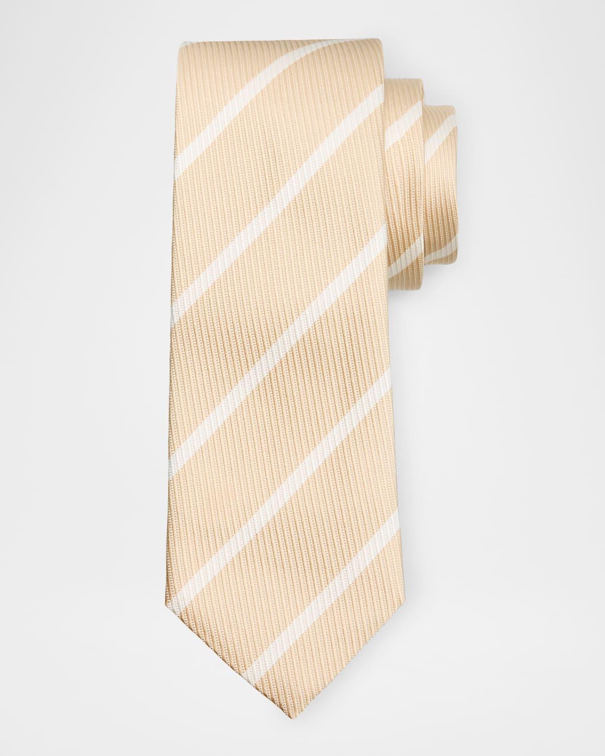 Mens Silk and Cotton Regimental Stripe Tie Product Image