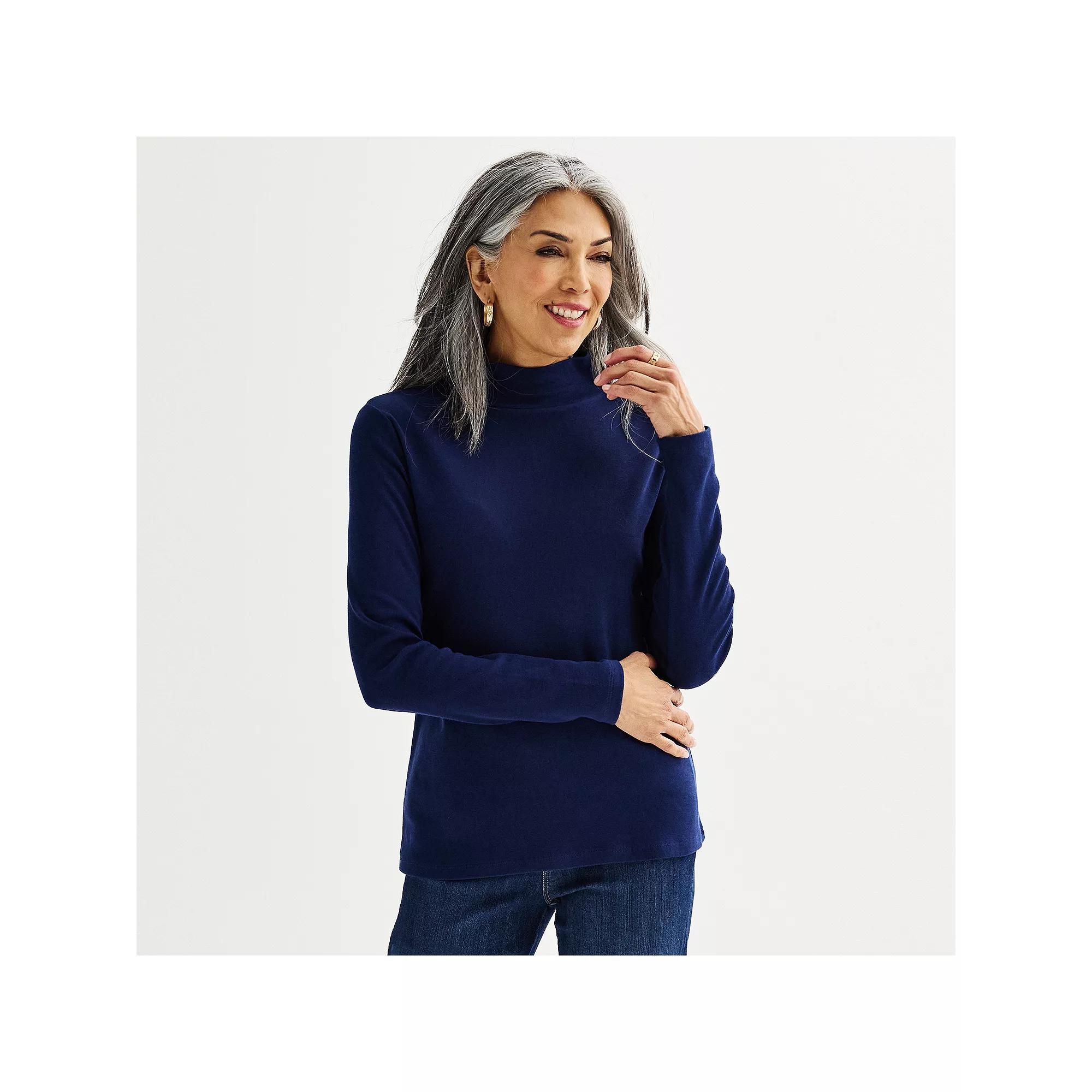 Women's Croft & Barrow® Essential Long-Sleeve Mockneck Top,  Product Image