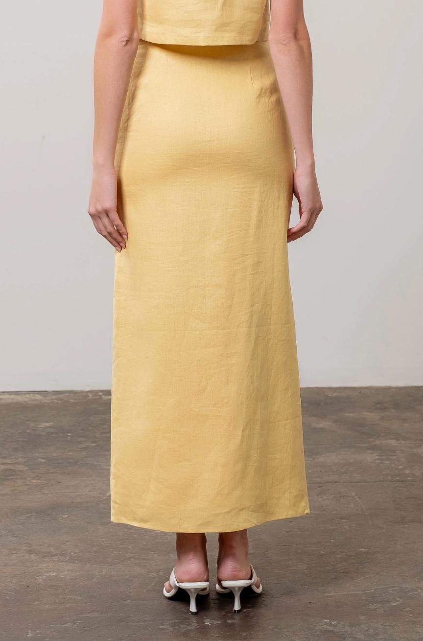 Linen Button Midi Skirt Product Image