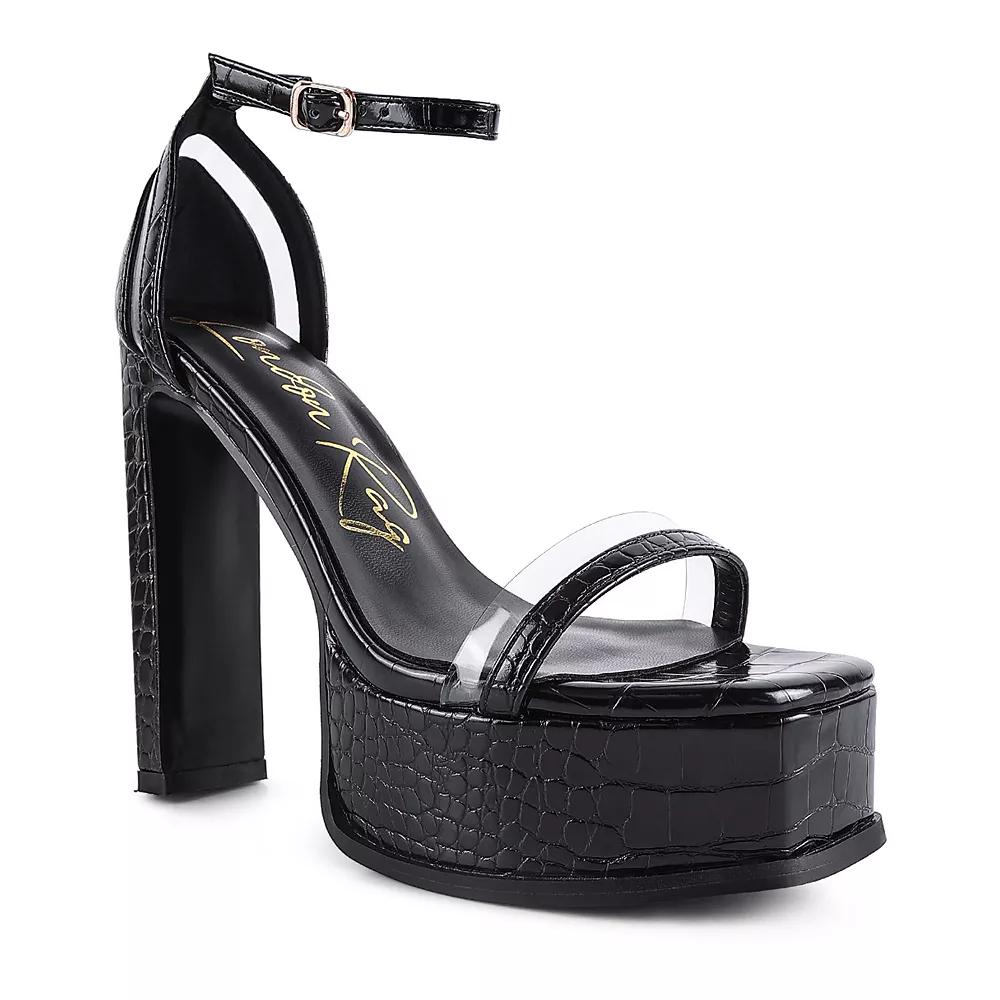 London Rag Cutlass Women's High Heeled Chunky Sandals, Size: 7, Black Product Image