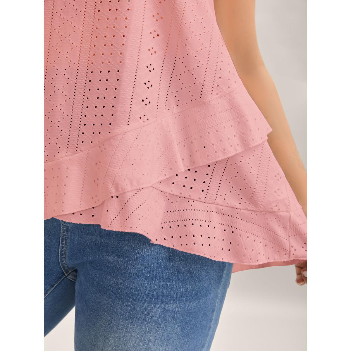 Plus Size Textured Knit Overlap Hem Tank Top Women Beanpastepowder Leisure Overlapping Round Neck Casual Tank Tops Camis BloomChic 22-24/3X Product Image