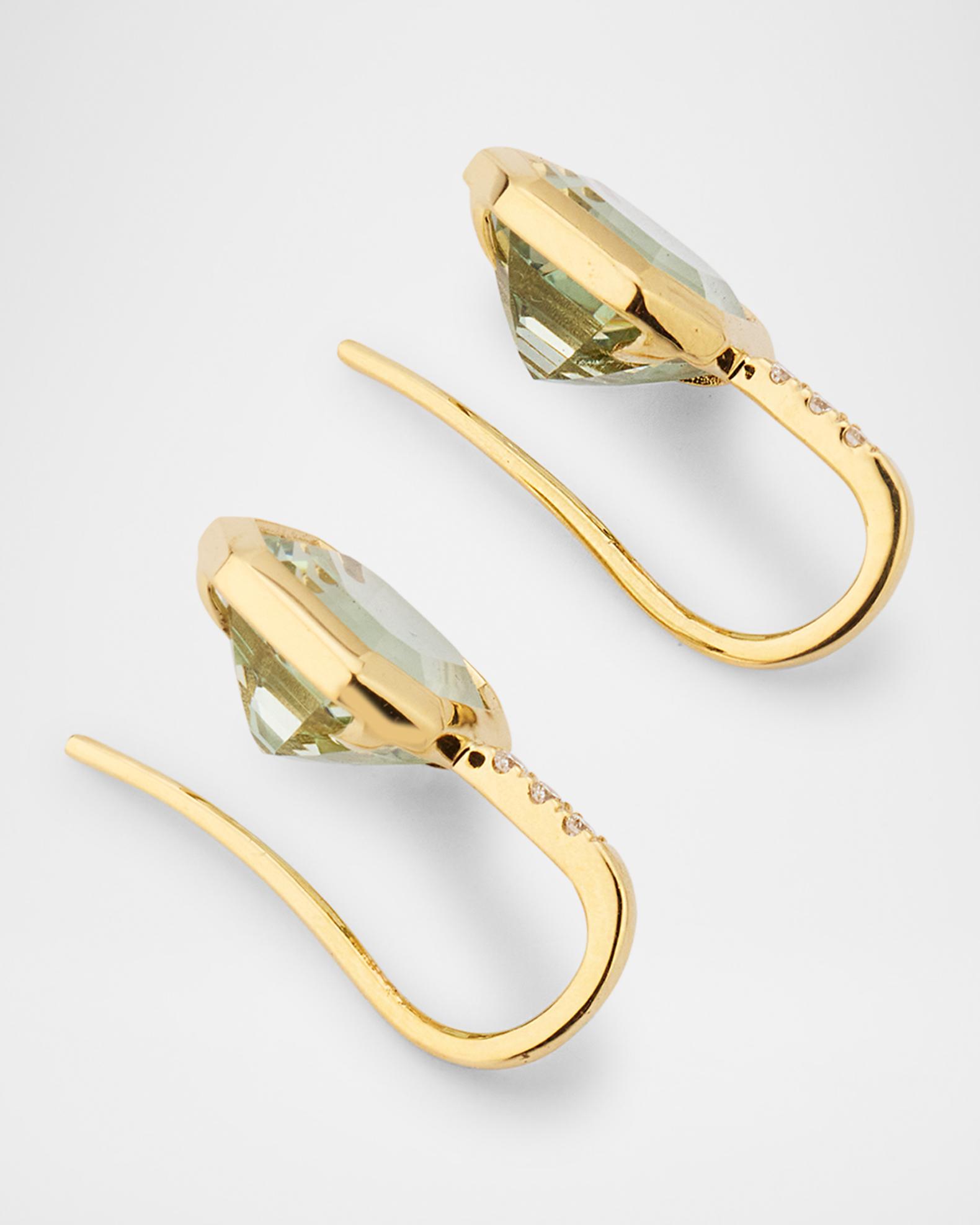 Gossip 18K Yellow Gold Prasiolite Asscher Cut French Wire Earrings with Diamonds Product Image