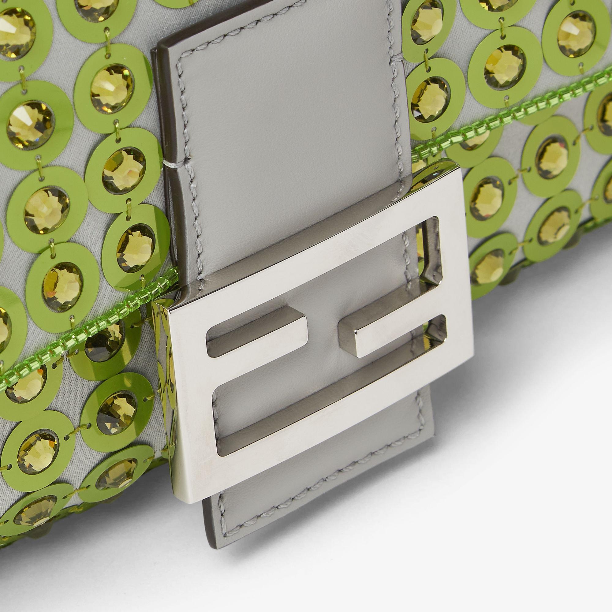 BaguetteBag embroidered with green sequins and rhinestones Product Image