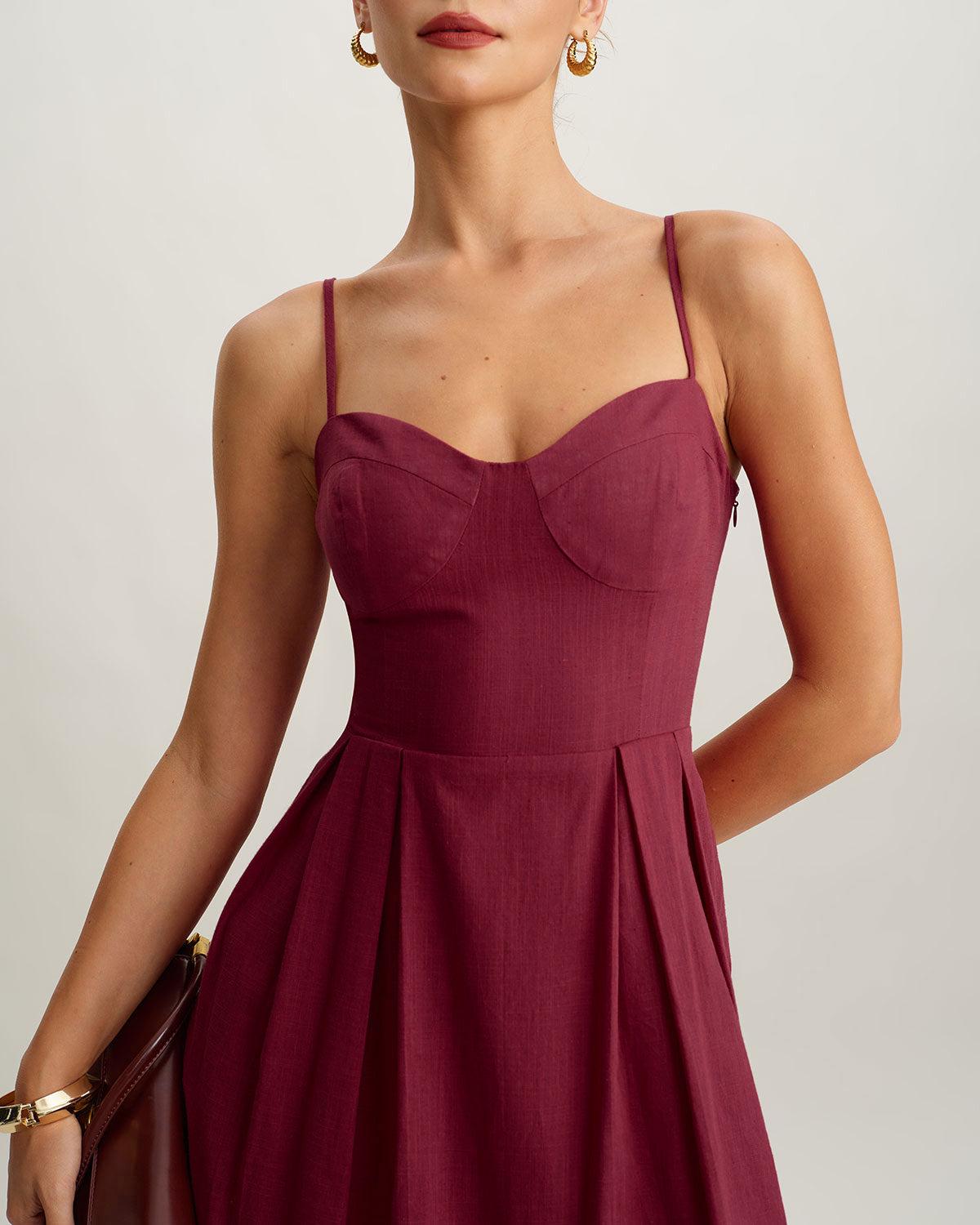 Red Sweetheart Neck Slip Maxi Dress Product Image