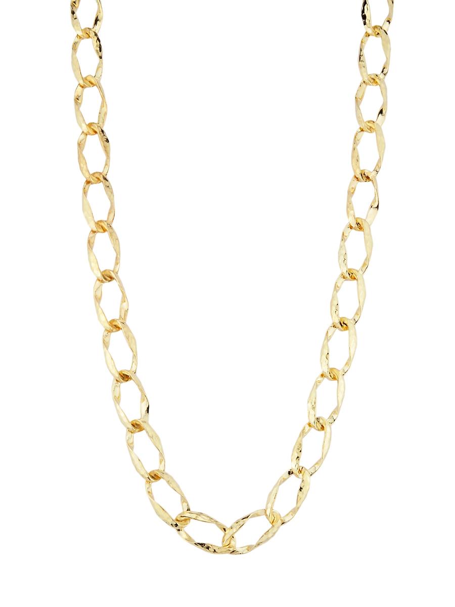 Womens Satin Goldtone Textured Link Necklace Product Image