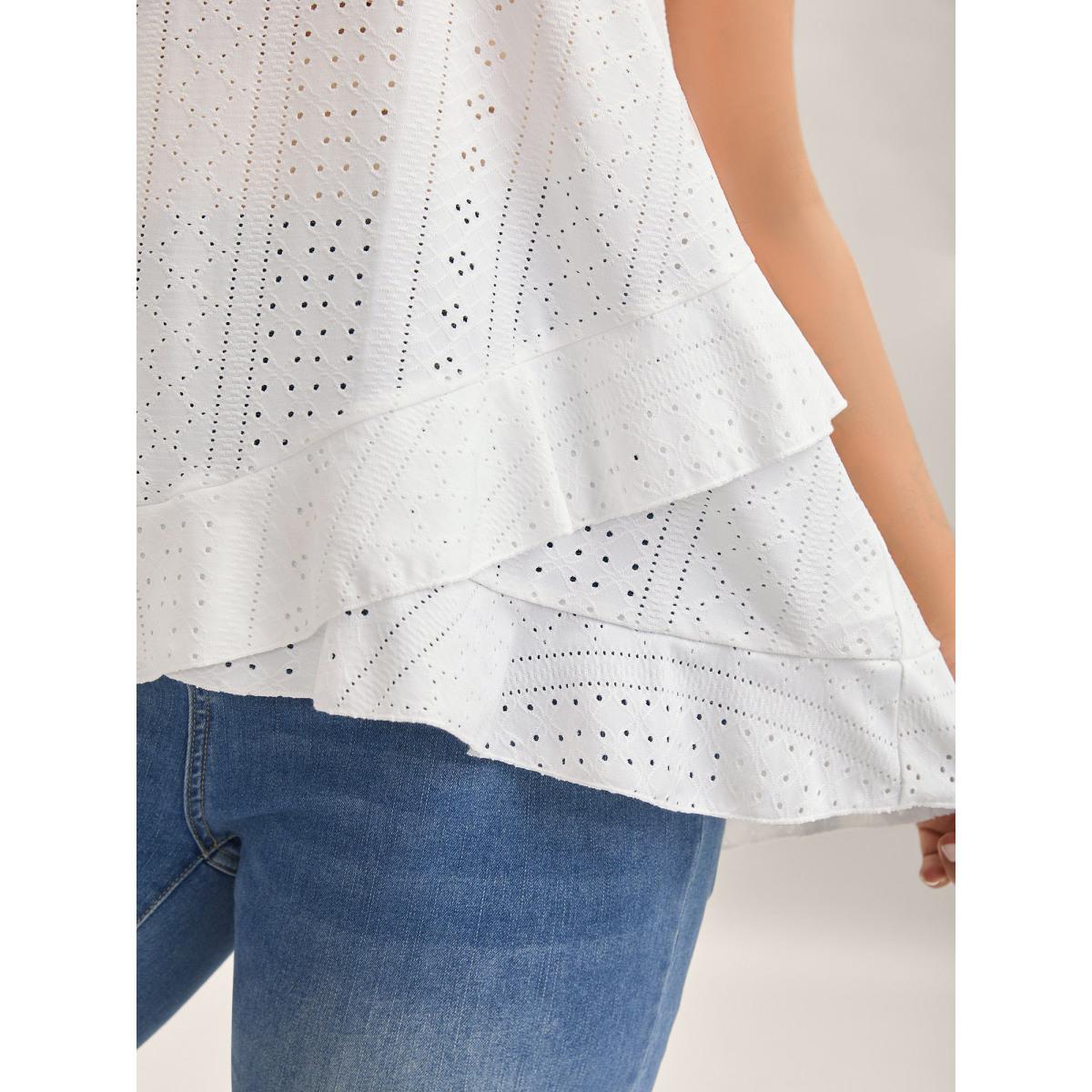 Plus Size Textured Knit Overlap Hem Tank Top Women Originalwhite Leisure Overlapping Round Neck Casual Tank Tops Camis BloomChic 14-16/1X Product Image