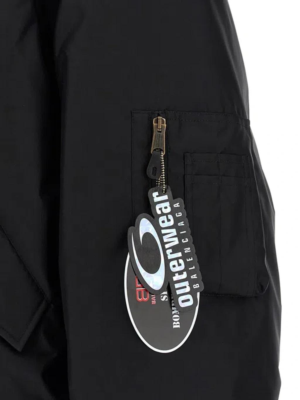 BALENCIAGA Nylon Uniform Merch Large Fit Bomber In Black Product Image