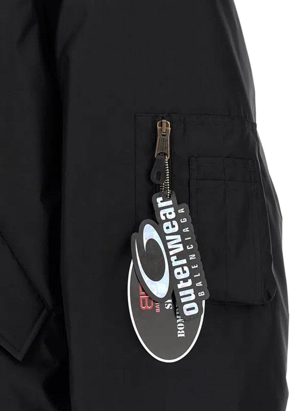 BALENCIAGA Nylon Uniform Merch Large Fit Bomber In Black Product Image