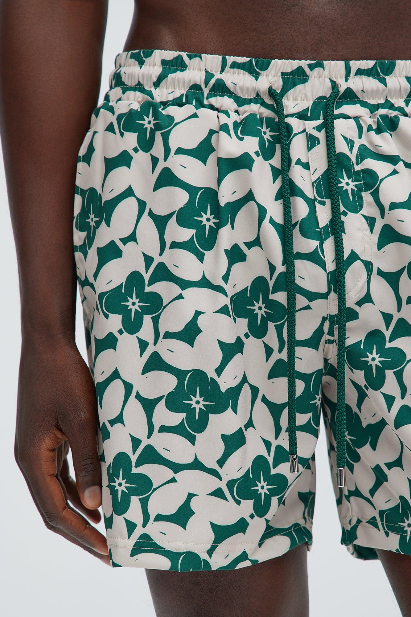 Bayou Floral Swim Mid Trunk - Green/combo Product Image