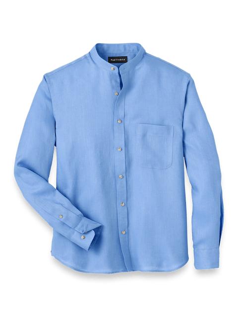 Linen Solid Casual Shirt - Light Blue Product Image