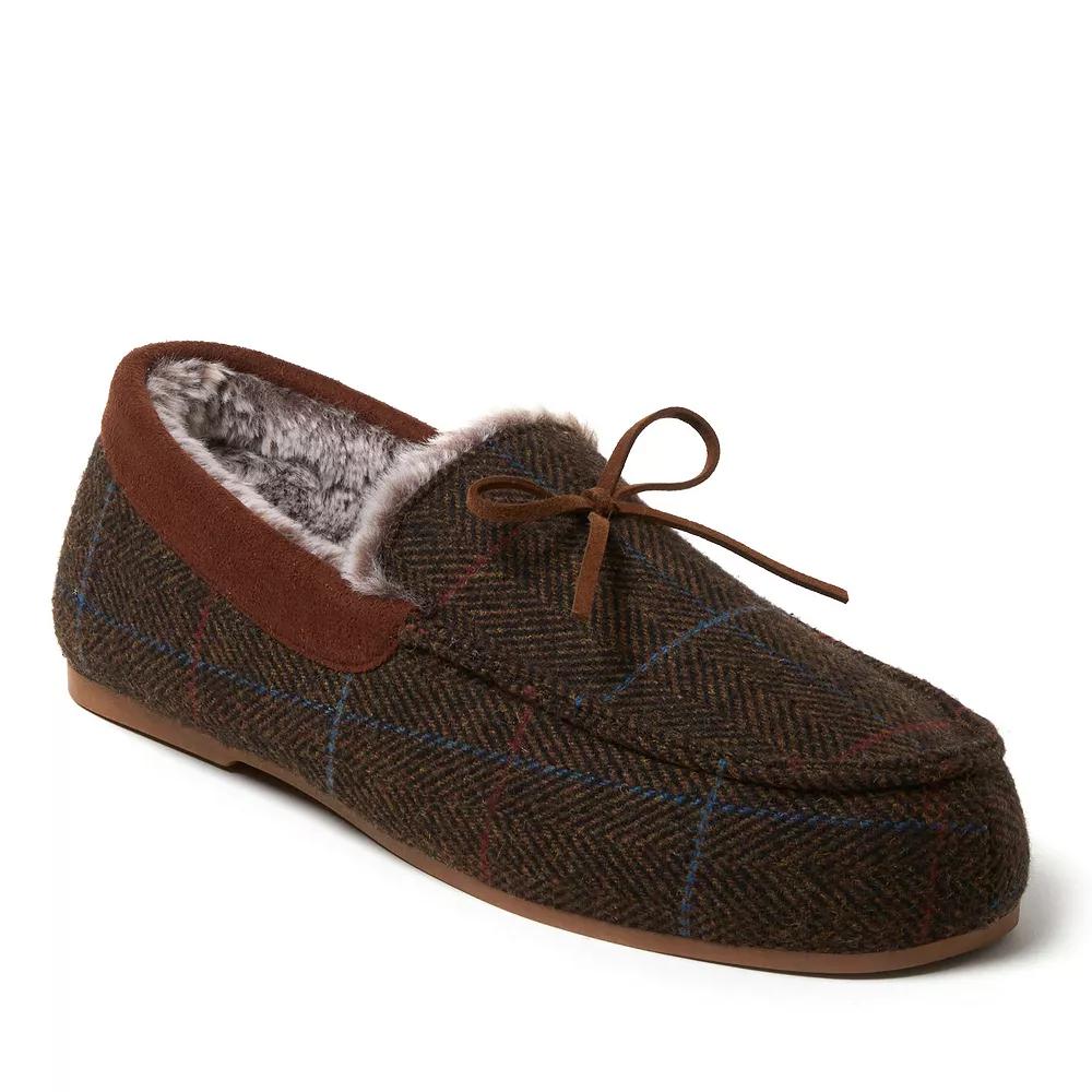 Dearfoams Atlas Mens Plaid Driving Moccasins Brown Product Image