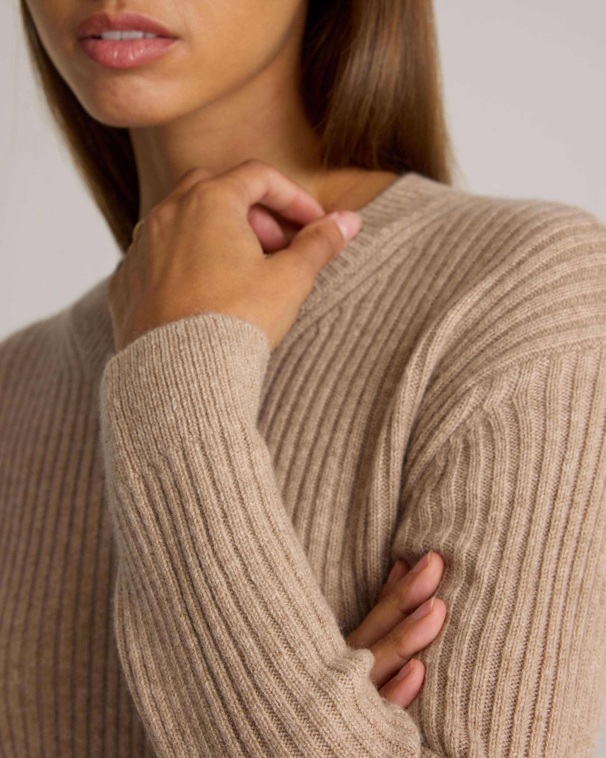 Quince | Women's Mongolian Cashmere Relaxed Wide-Rib Crewneck Sweater Product Image