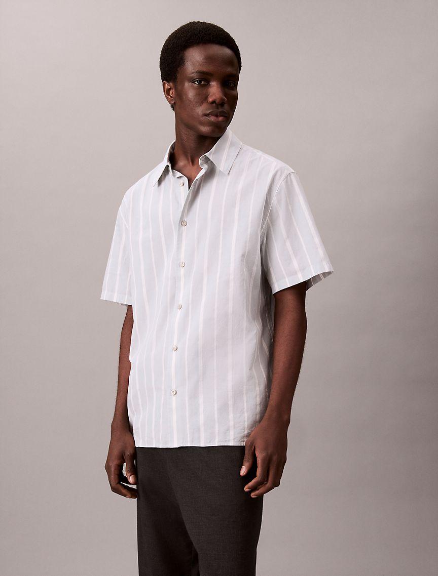 Cotton Stripe Relaxed Button-Down Shirt  Product Image