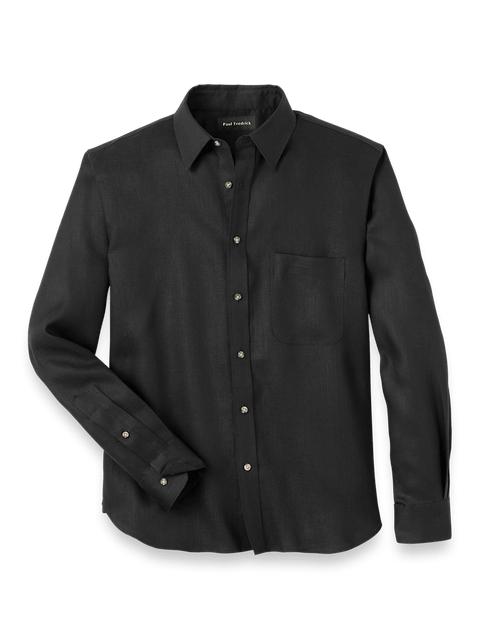 Linen Solid Casual Shirt - Black Product Image