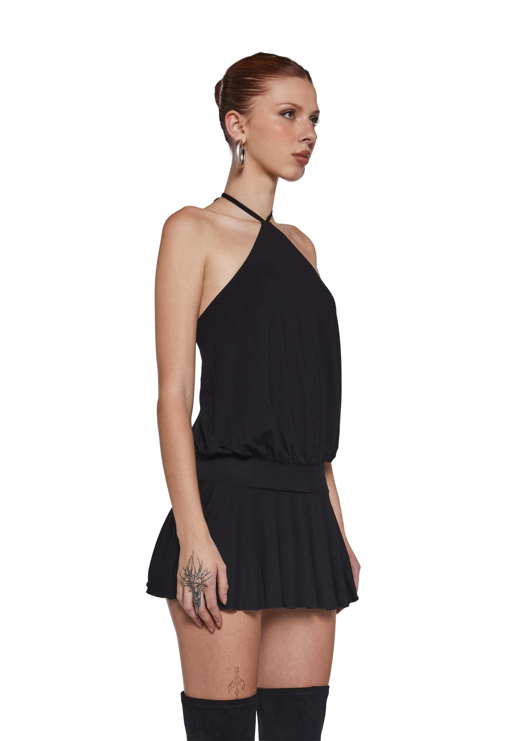 Womens Drape V Neck Mini Dress Generation Kiss - Black Product Image