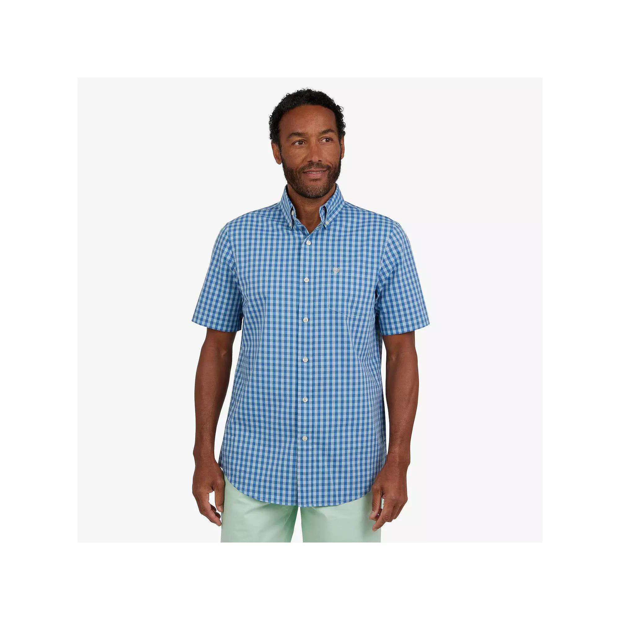 Men's Chaps Short Sleeve Button-Down Shirt, Size: Small, Marina Blue Product Image