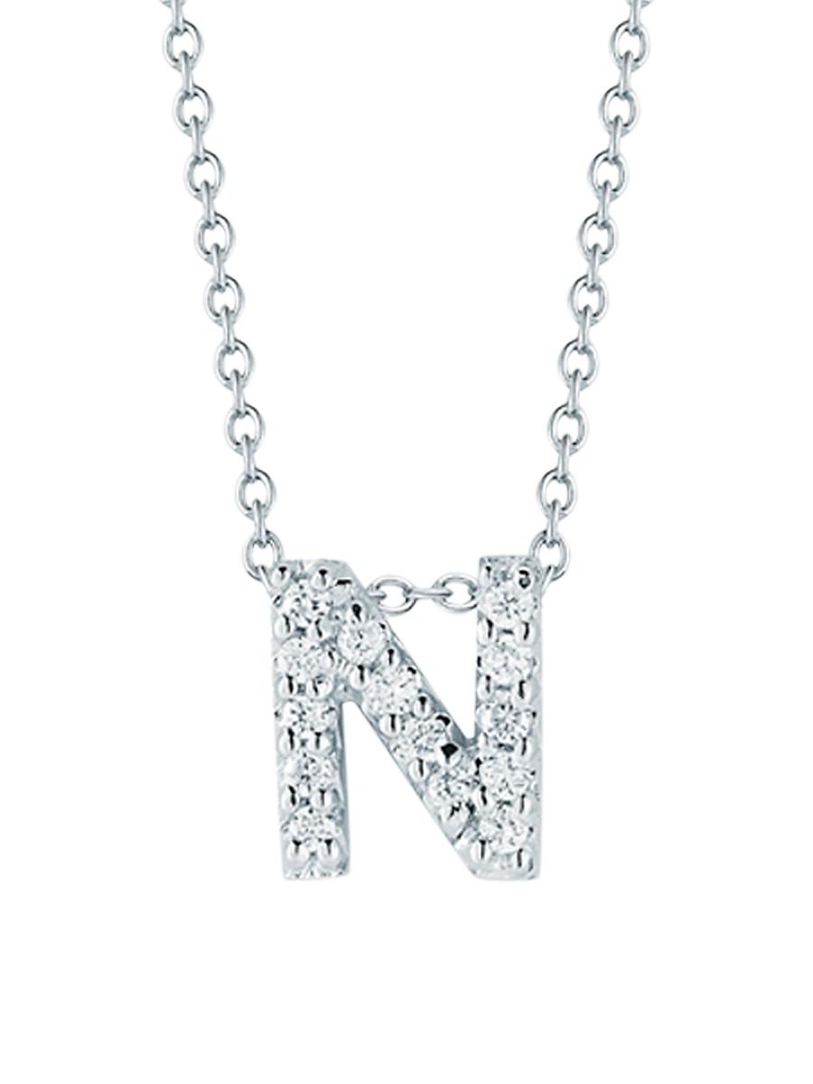 Womens Tiny Treasures 0.08 TCW Diamond & 18K White Gold Initial Necklace Product Image