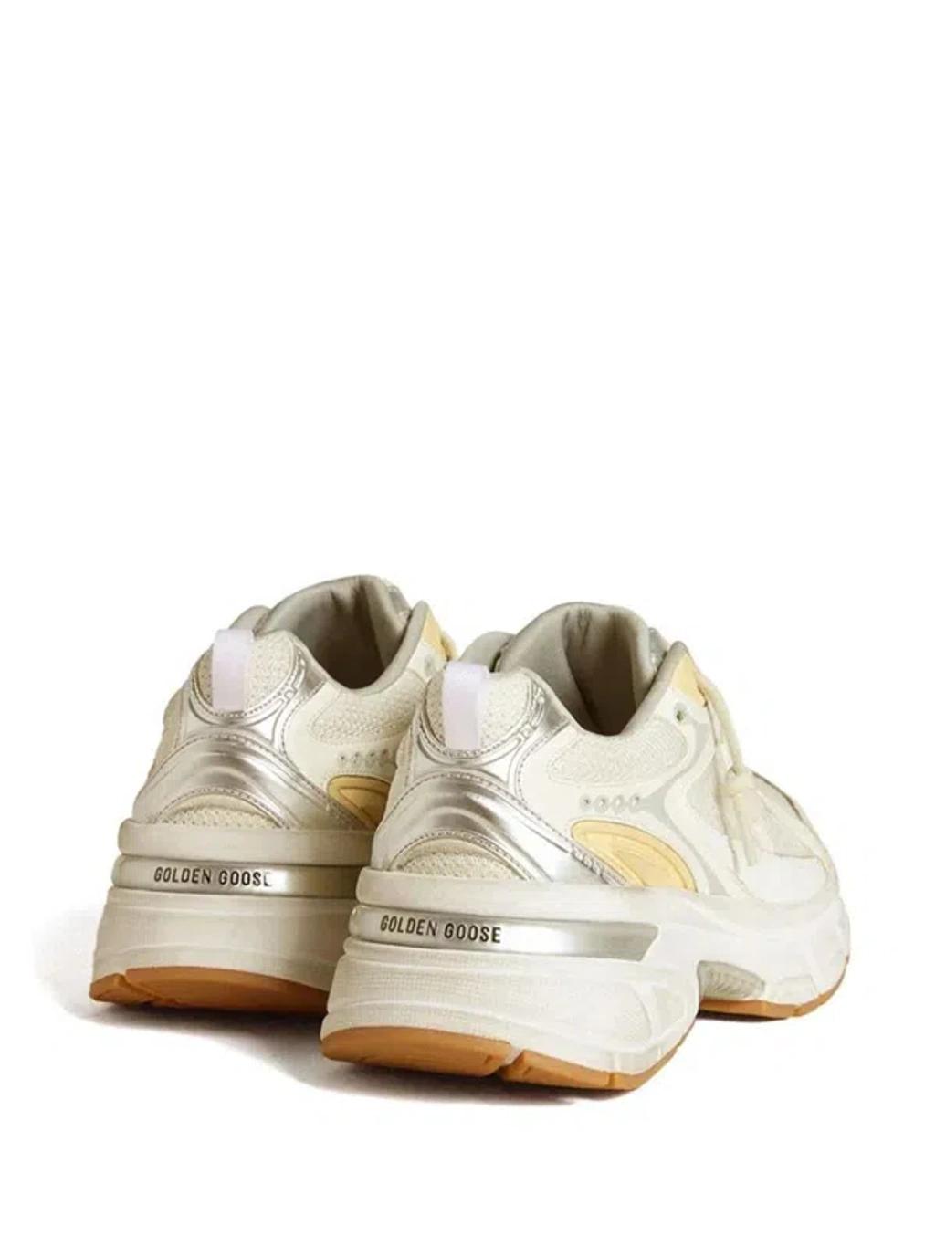 GOLDEN GOOSE Lightstar Leather Net And Suede Upper Sneakers With Tpu Star Net Heel In White Product Image