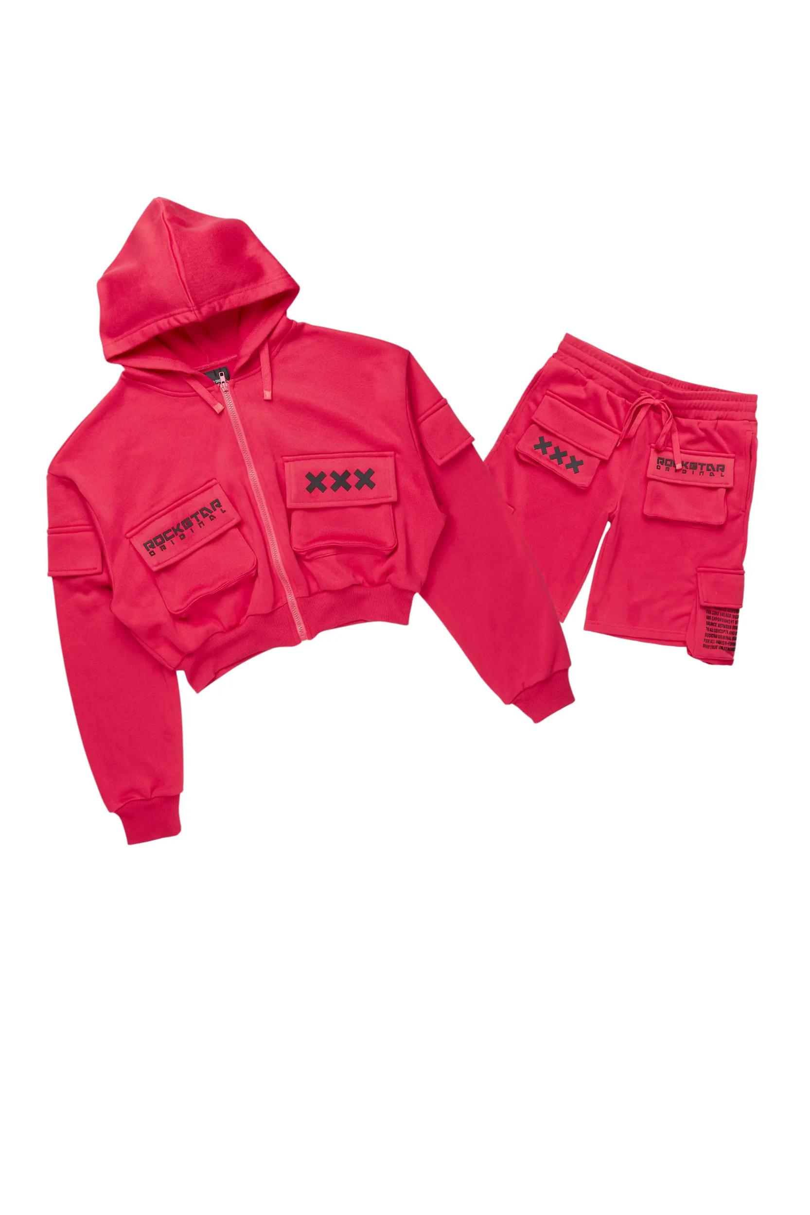 Natanya Hot Pink Cargo Short Set Female Product Image