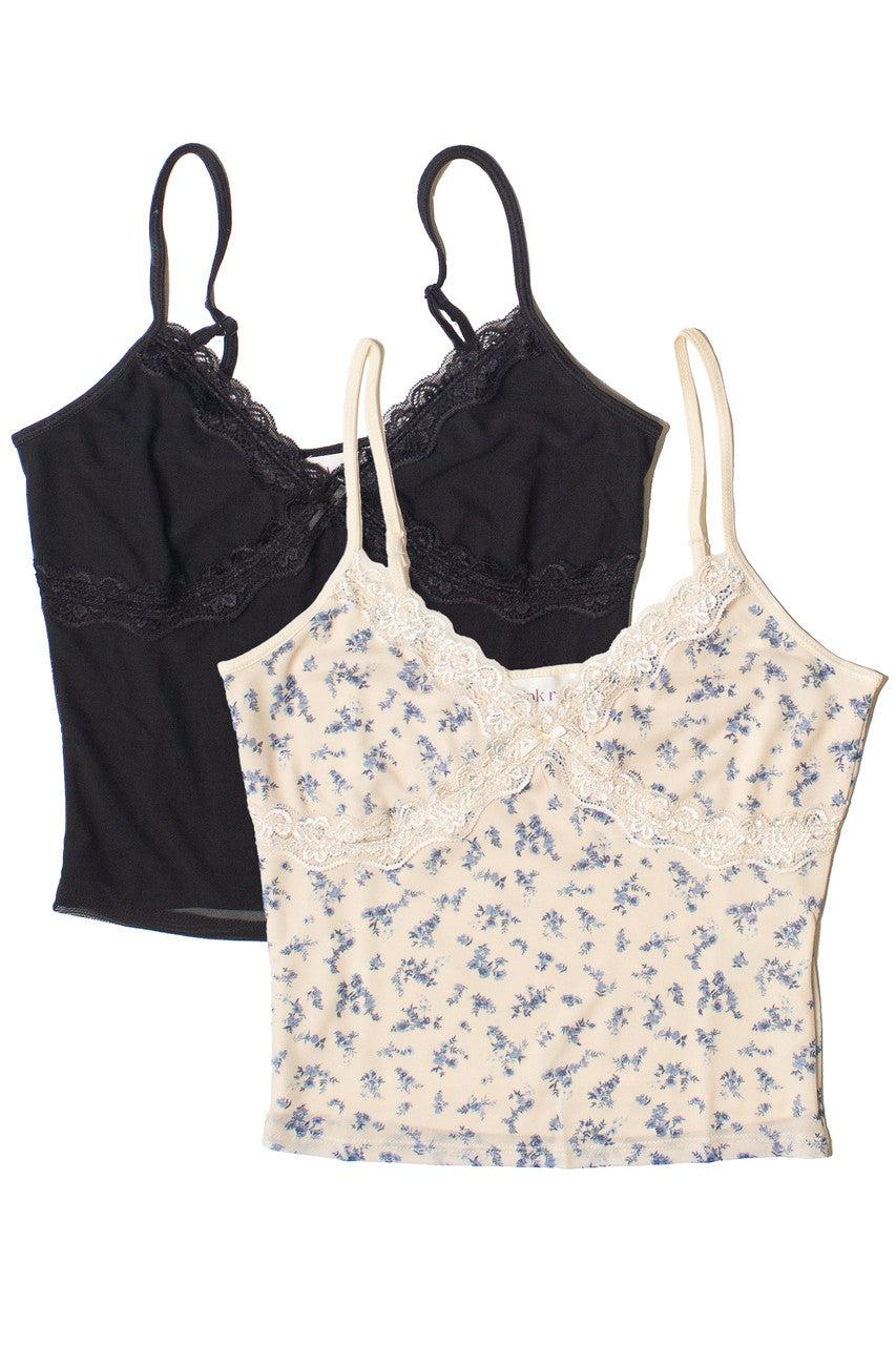 Lace Trim Bow Mesh Tank Top Product Image