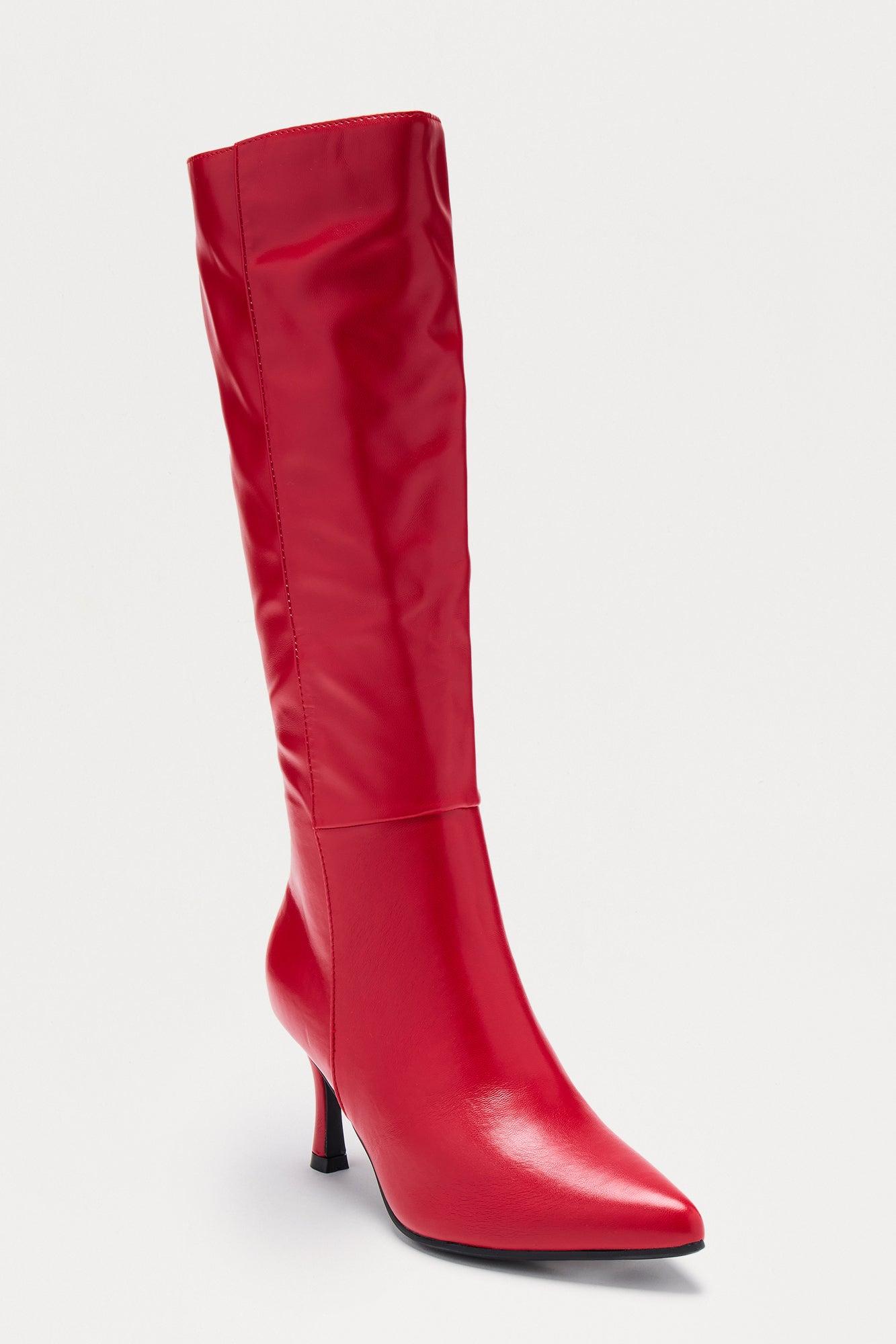 Edge Knee High Boots - Red Female Product Image