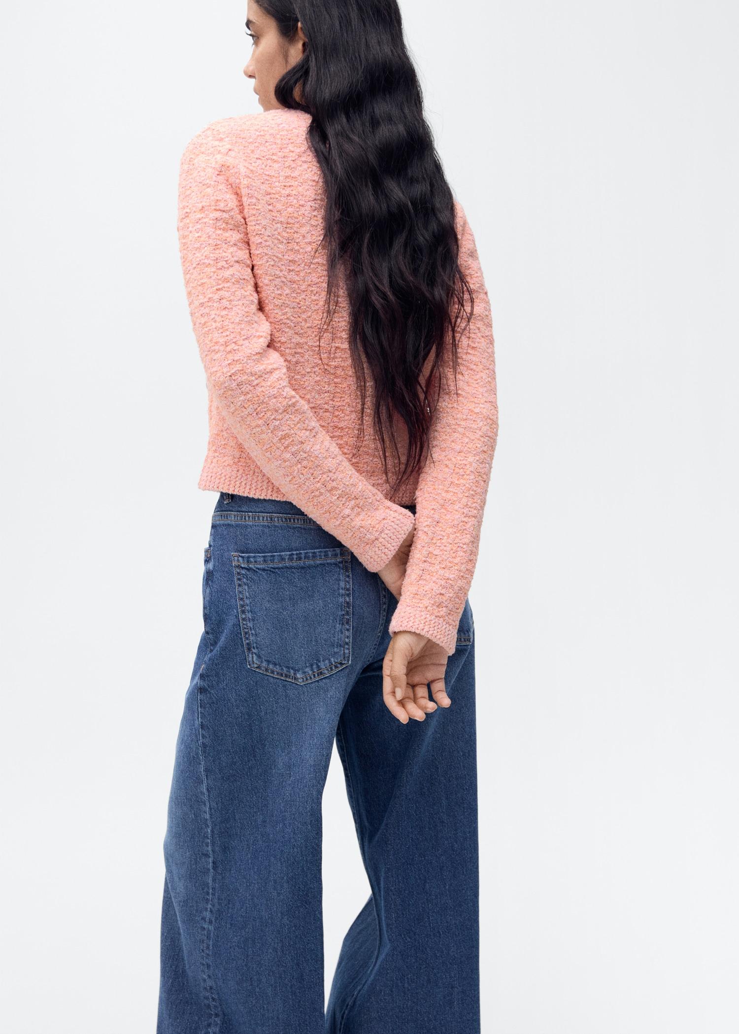 Tweed-effect jacket with jewel buttons - Women | MANGO USA Product Image