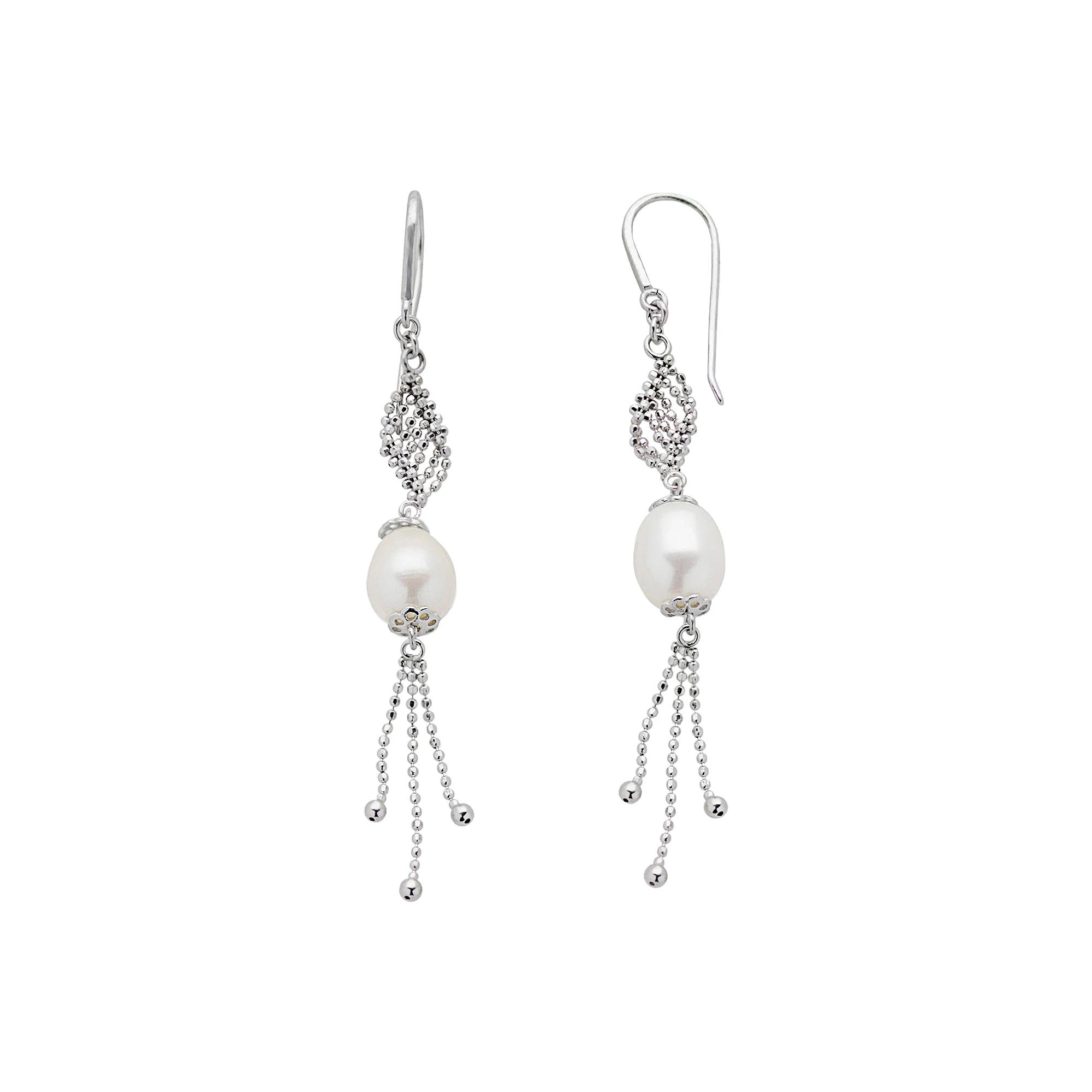 PearLustre by Imperial Sterling Silver Freshwater Cultured Pearl Twist Drop Earrings, Women's, White Product Image