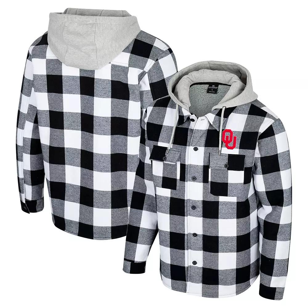 Men's Colosseum Black/White Oklahoma Sooners Buffalo Plaid Full-Zip Jacket, Size: 2XL Product Image