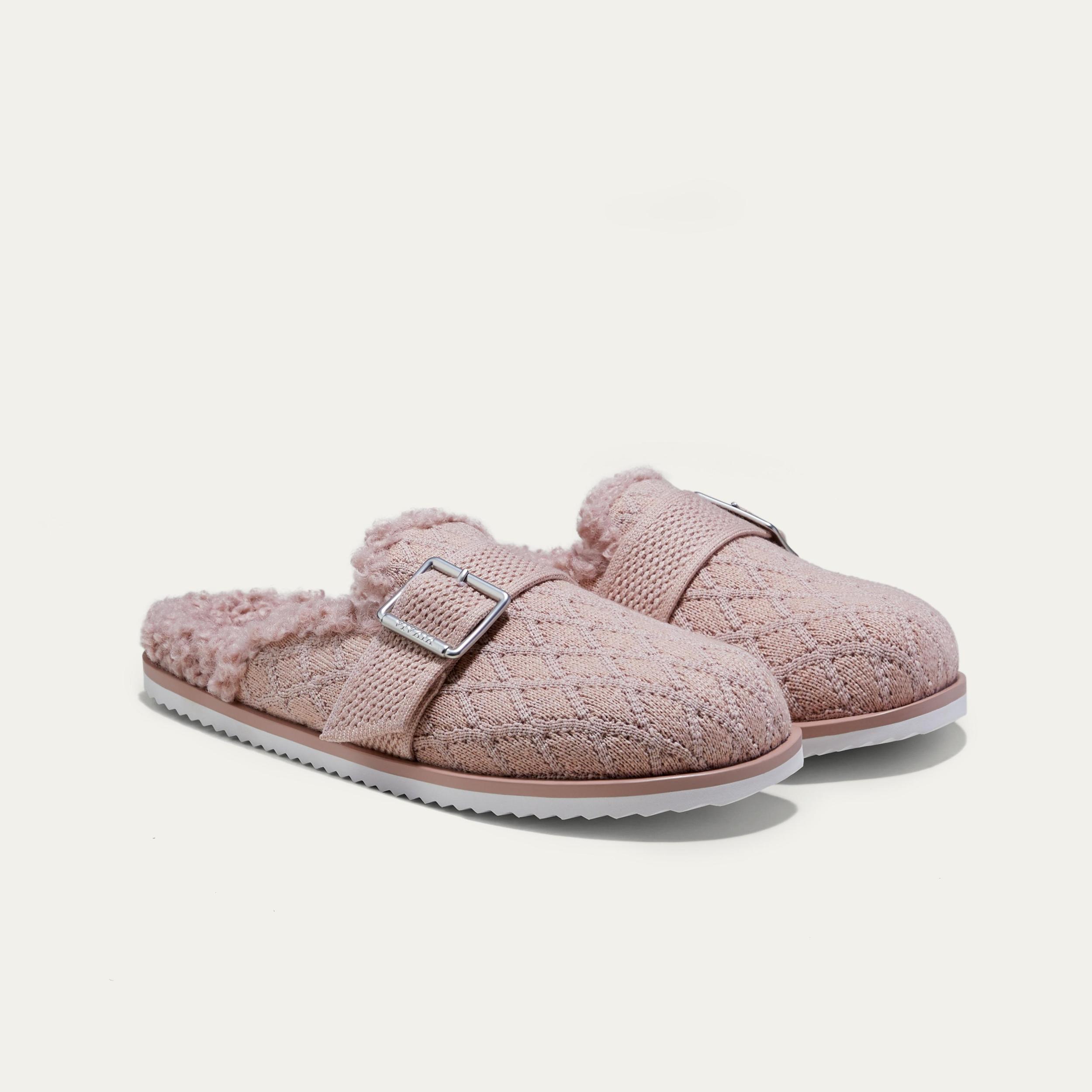 Round-Toe Wool Slippers (Hazel) Product Image