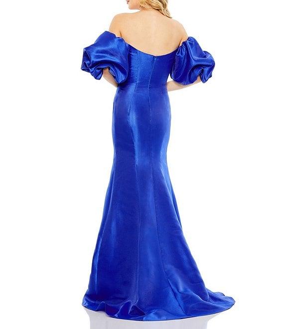 Mac Duggal Off-The-Shoulder Puff Short Sleeve Mermaid Gown Product Image