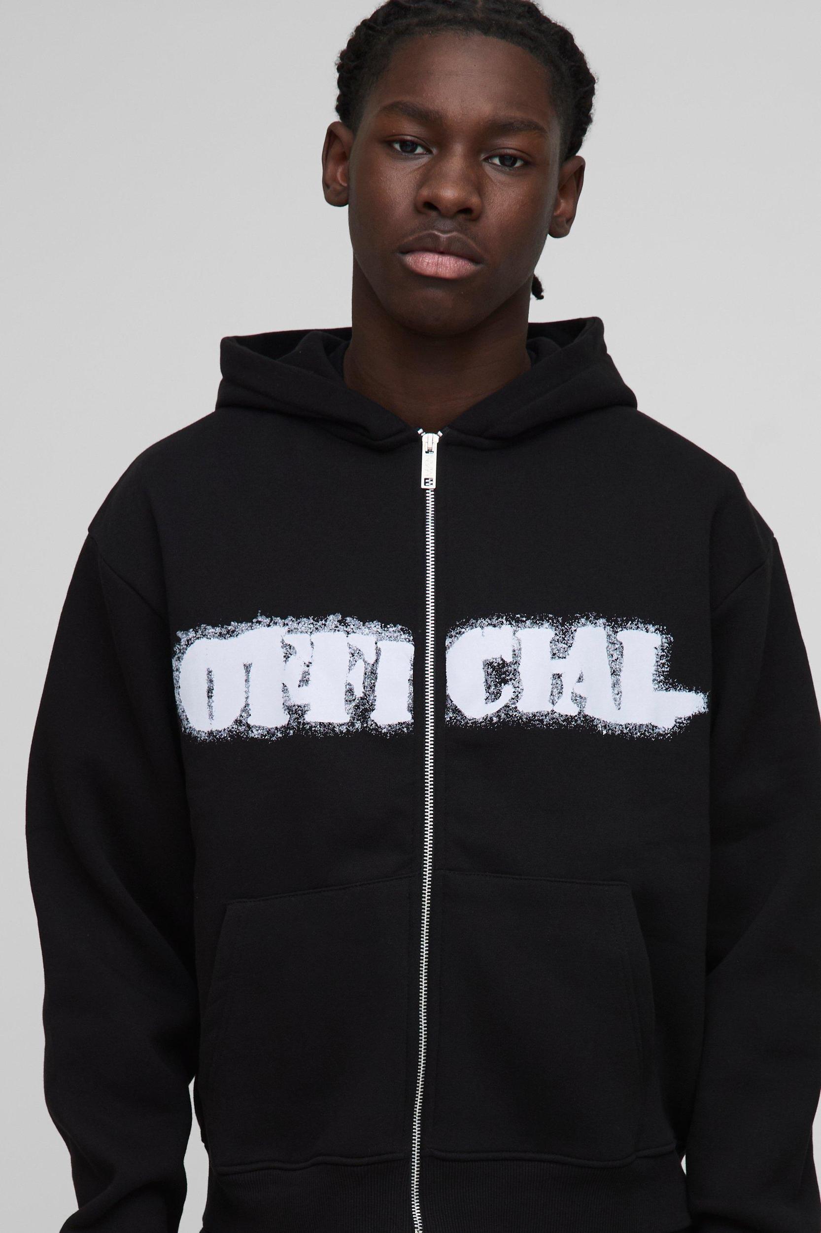 Oversized Boxy Official Zip Through Pleated Gusset Short Tracksuit | boohooMAN USA Product Image