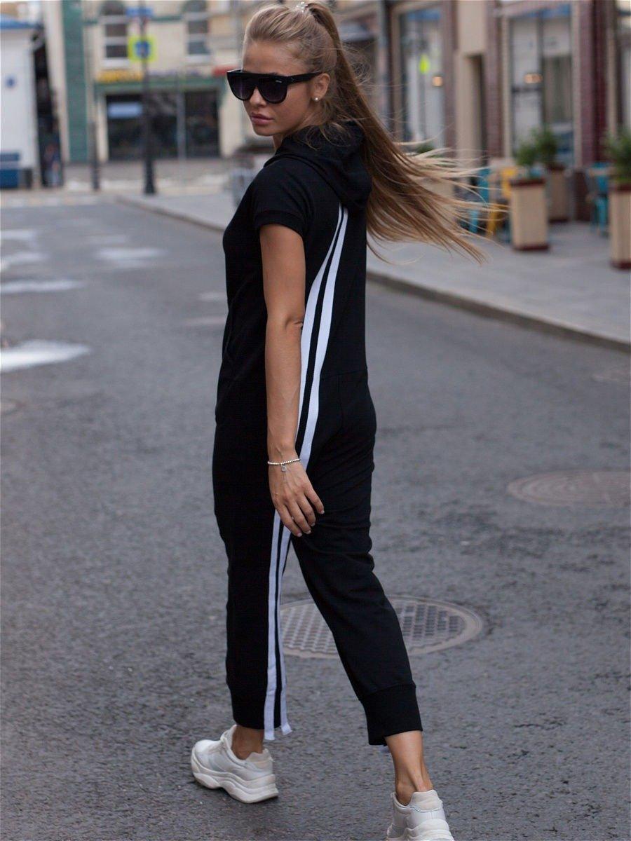 Fashion Stripes Zipper Hooded Jumpsuits Product Image