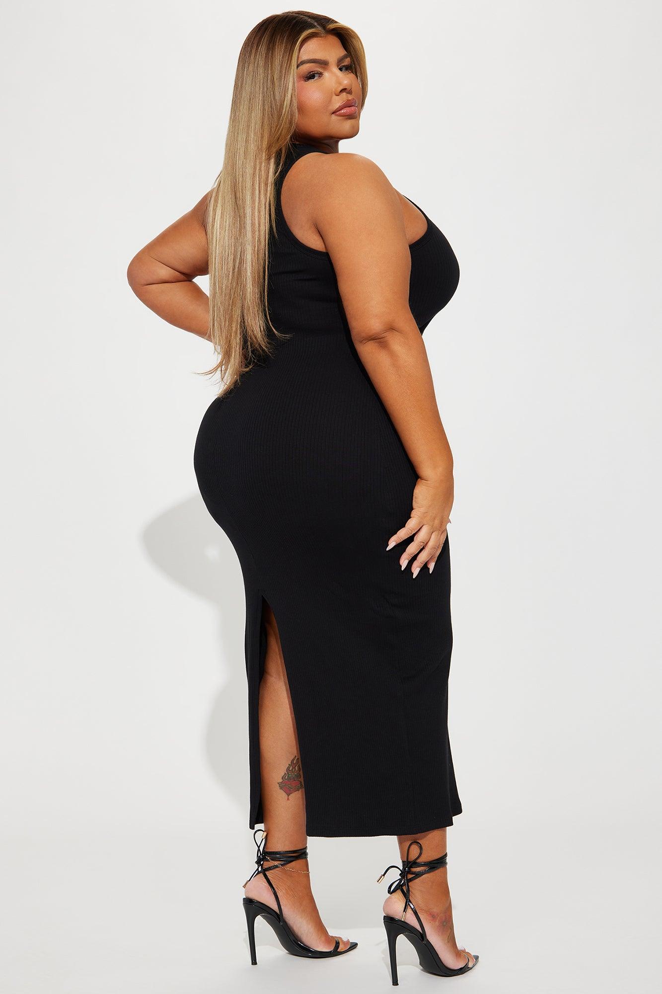 Danielle Ribbed Maxi Dress - Black Product Image