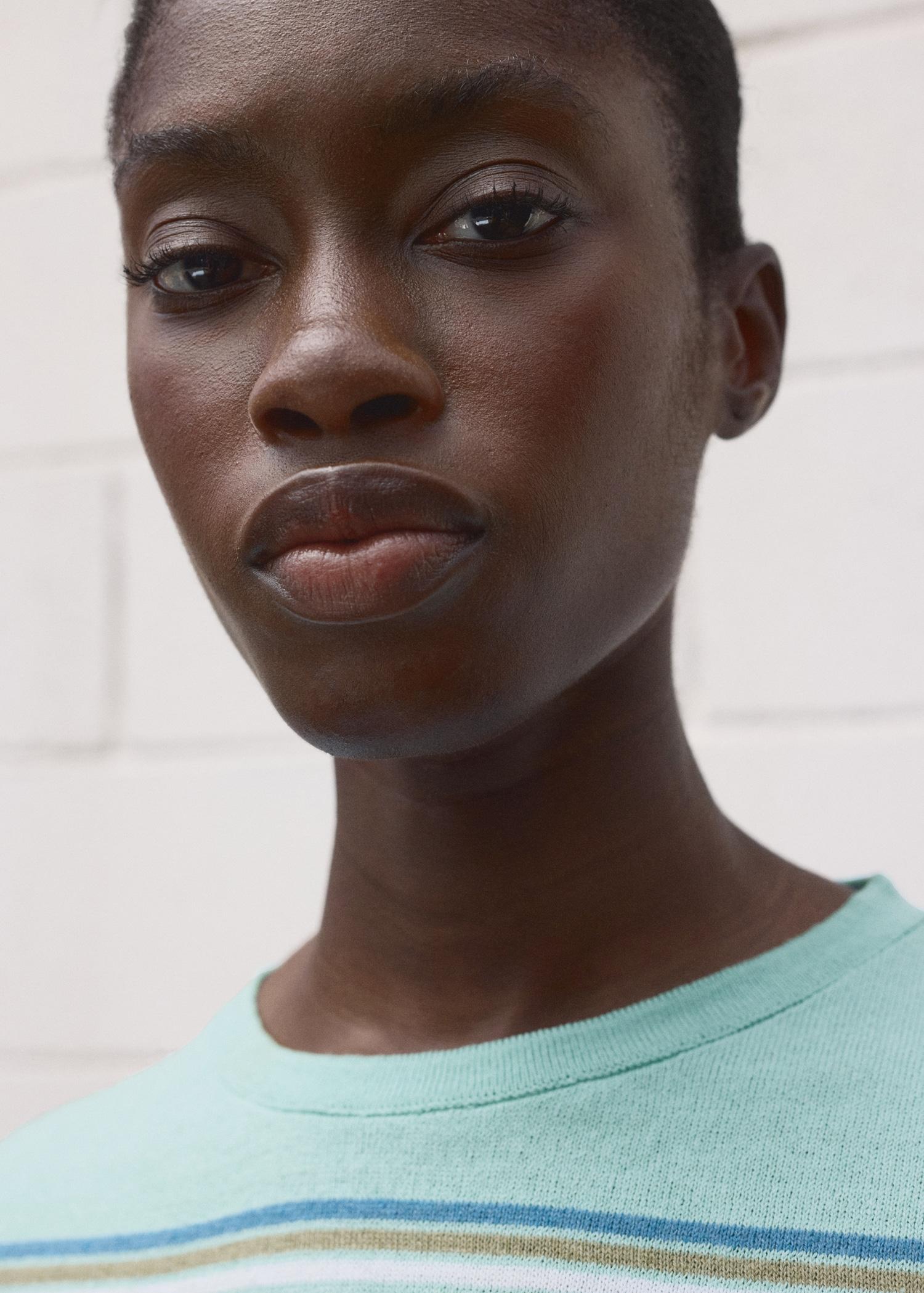 Short-sleeved sweater with combined stripes - Women | MANGO USA Product Image