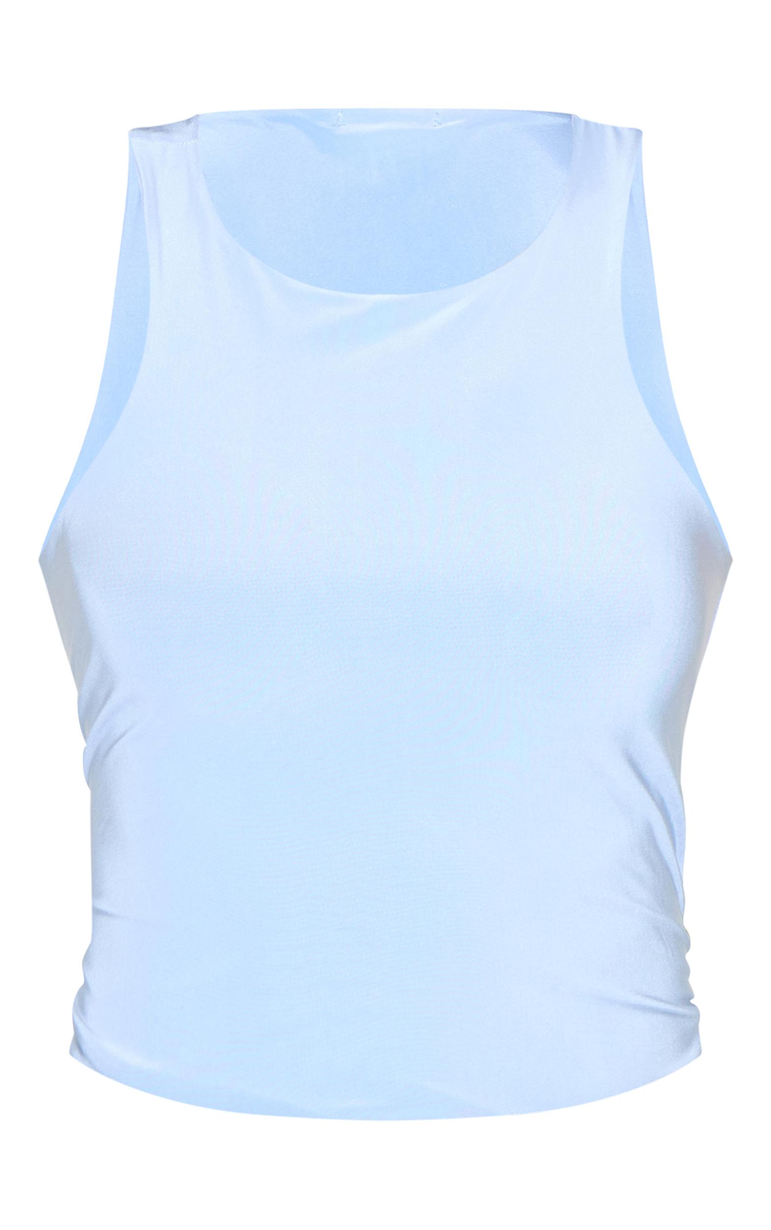 Sky Blue Soft Touch Asymmetric Hem Racer Vest Product Image