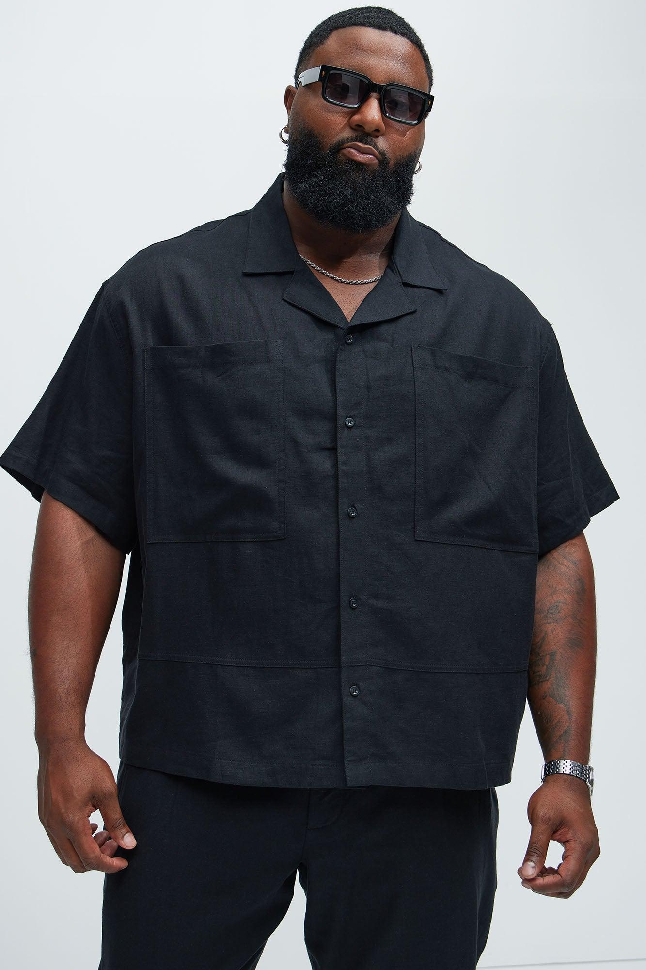 Bahamas Linen Cuban Boxy Shirt - Black Product Image