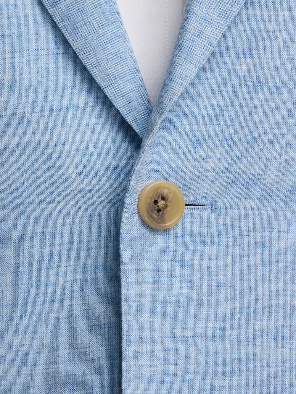 Italian Linen Blend Single Breasted Notch Lapel Suit - Light Blue Product Image